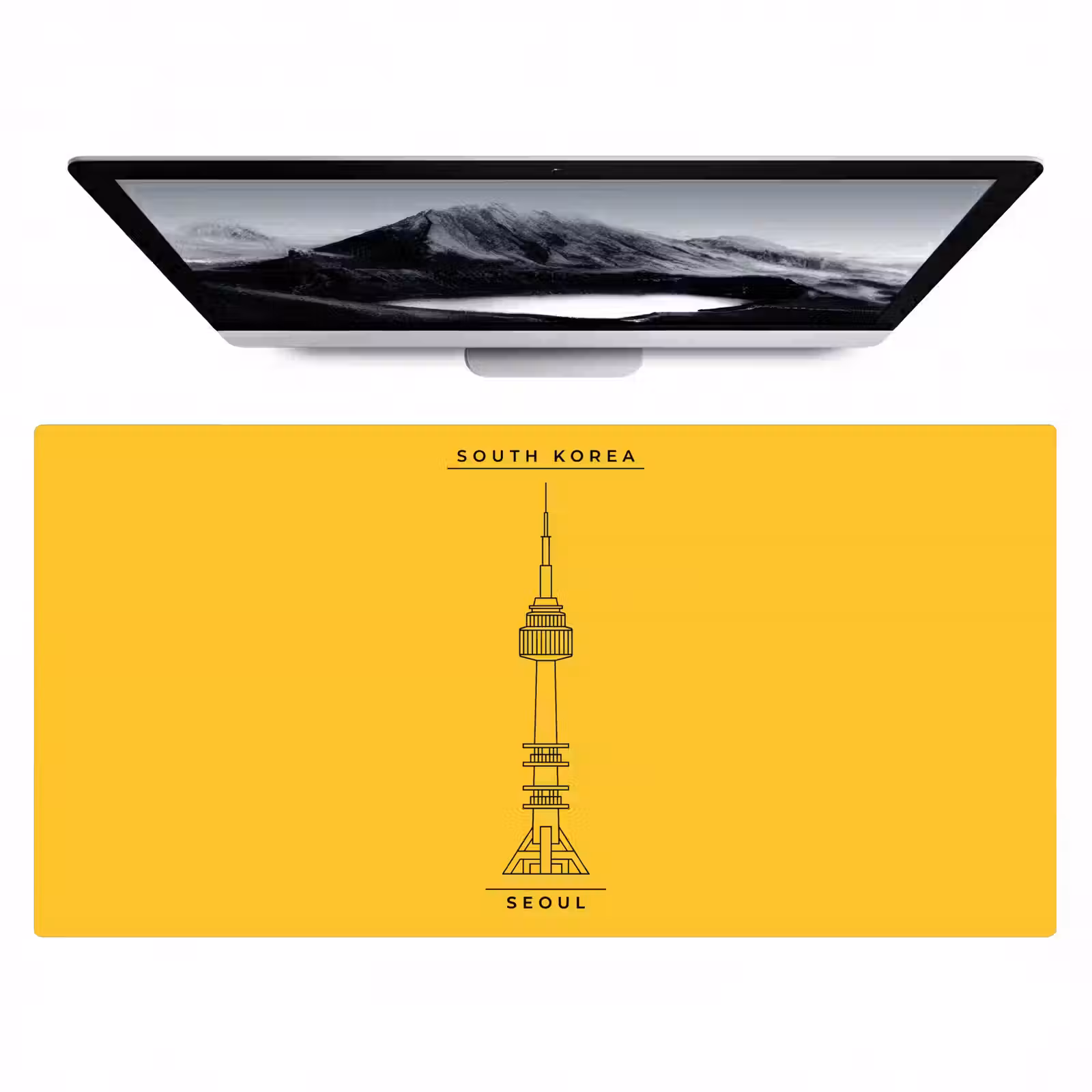 Bureau onderlegger - Toren - Seoul - Architectuur - Minimalistisch - Geel — 1