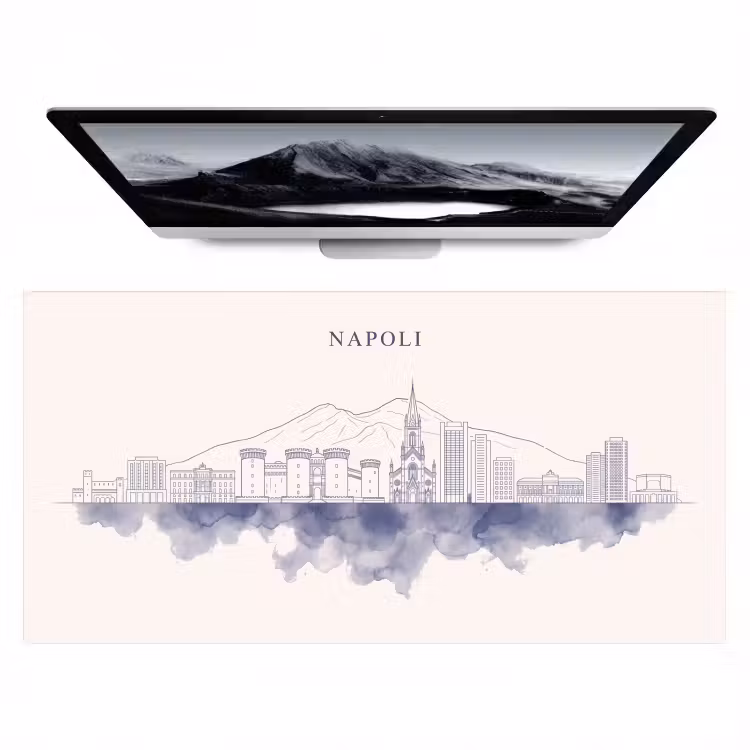 Bureau onderlegger - Napels - Skyline - Italie - Lijntekening - Aquarel — 1