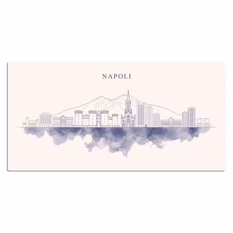 Bureau onderlegger - Napels - Skyline - Italie - Lijntekening - Aquarel — 2
