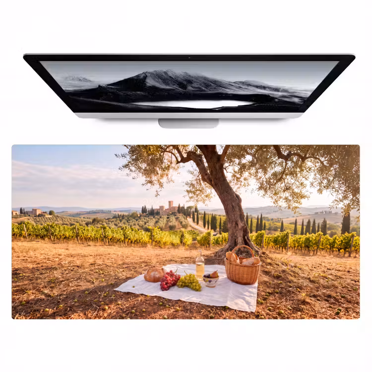 Bureau onderlegger - Picknick - Wijngaard - Landschap - Zomer - Eten — 1
