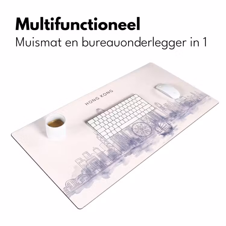 Bureau onderlegger - Stad - Skyline - Water - Lijntekening - Blauw — 7