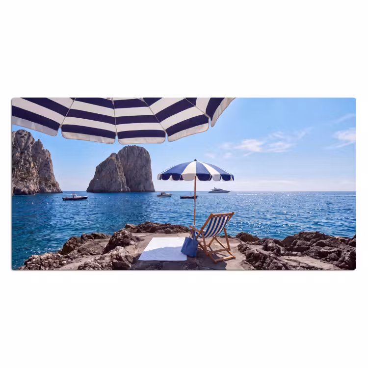 Bureau onderlegger - Strand - Ligstoel - Parasol - Zomer - Blauw — 2