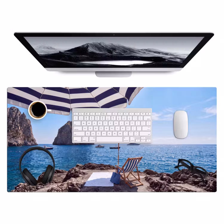 Bureau onderlegger - Strand - Ligstoel - Parasol - Zomer - Blauw — 4