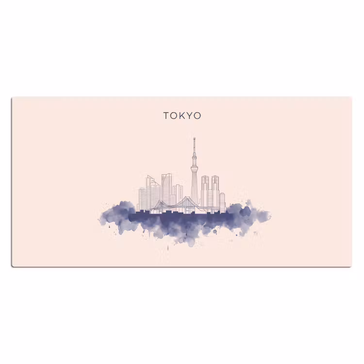 Bureau onderlegger - Tokyo - Skyline - Stad - Abstract - Blauw — 2