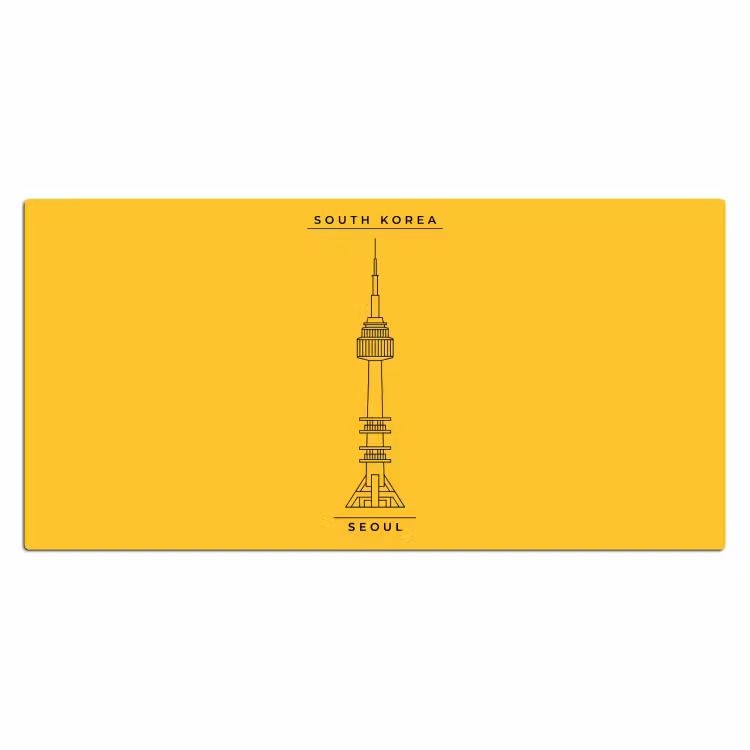 Bureau onderlegger - Toren - Seoul - Architectuur - Minimalistisch - Geel — 2