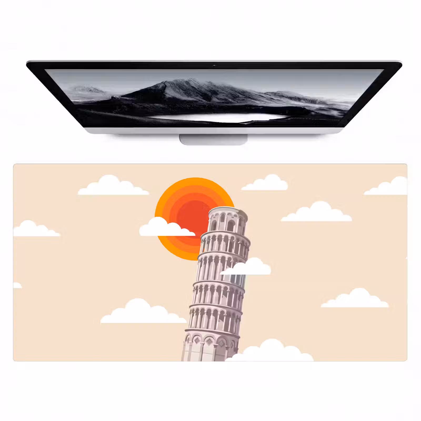 Bureau onderlegger - Toren - Pisa - Architectuur - Minimalistisch - Beige — 1