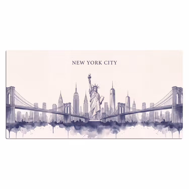 Bureau onderlegger - New York - Vrijheidsbeeld - Skyline - Illustratie - Blauw — 2