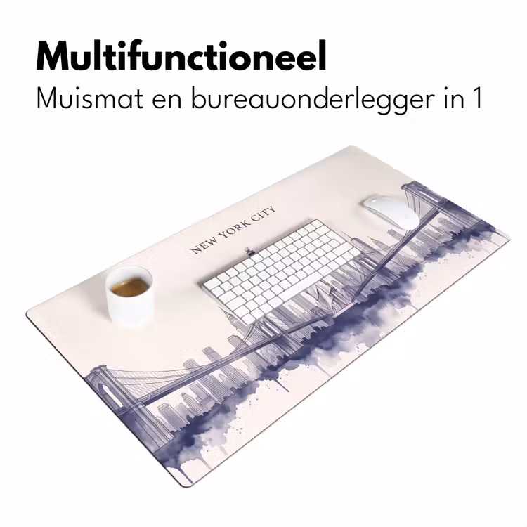 Bureau onderlegger - New York - Vrijheidsbeeld - Skyline - Illustratie - Blauw — 7
