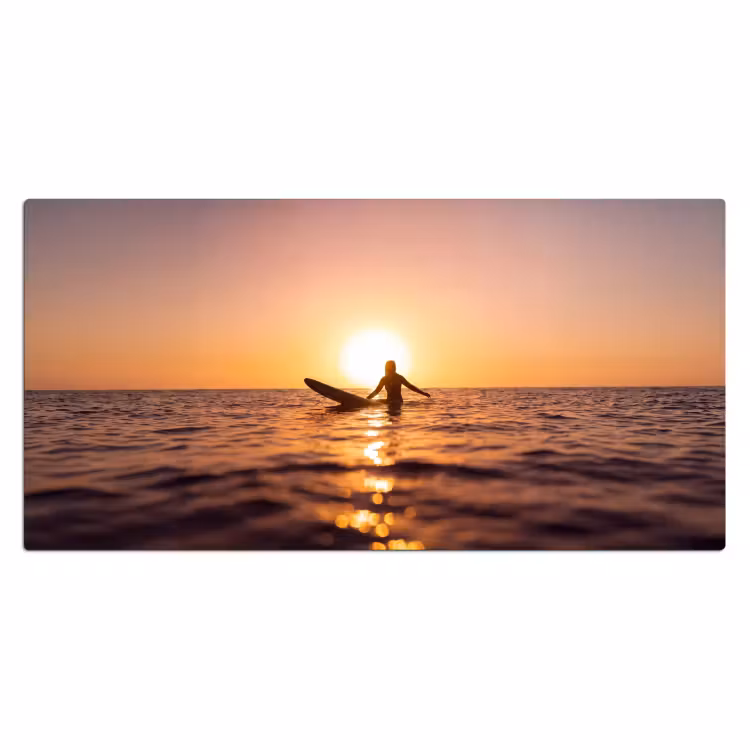 Bureau onderlegger - Persoon - Surfen - Zonsondergang - Zee - Oranje — 2