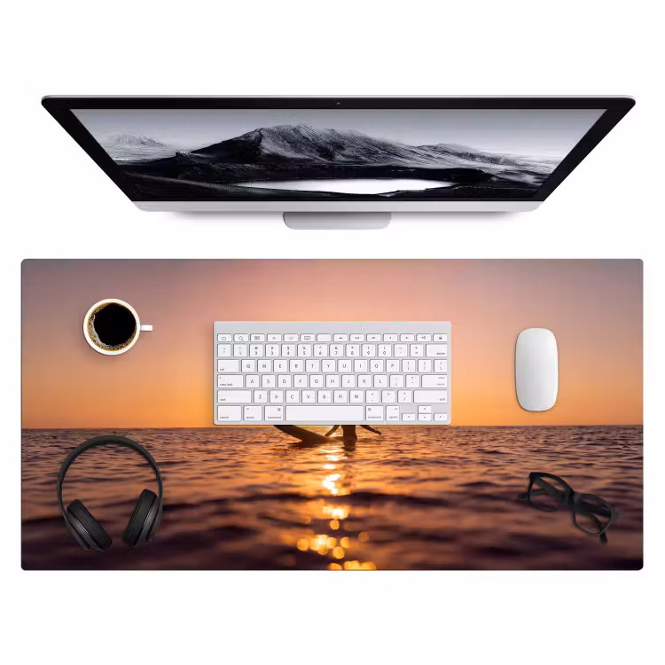 Bureau onderlegger - Persoon - Surfen - Zonsondergang - Zee - Oranje — 4