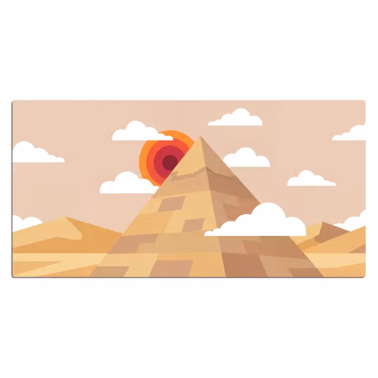 Bureau onderlegger - Piramide - Zon - Woestijn - Modern - Oranje — 2