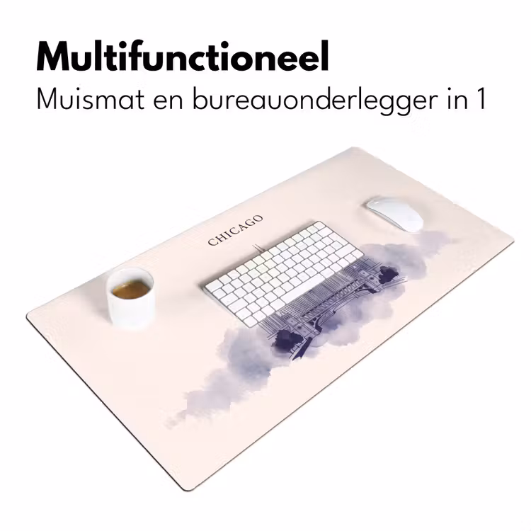 Bureau onderlegger - Stad - Skyline - Architectuur - Lijntekening - Blauw — 7