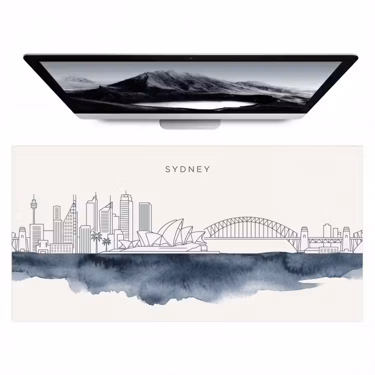 Bureau onderlegger - Stad - Skyline - Architectuur - Minimalistisch - Blauw — 1