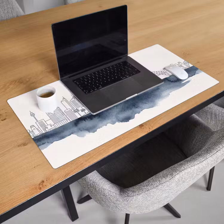 Bureau onderlegger - Stad - Skyline - Architectuur - Minimalistisch - Blauw — 3