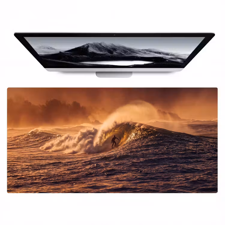 Bureau onderlegger - Surfer - Golf - Oceaan - Sport - Oranje — 1