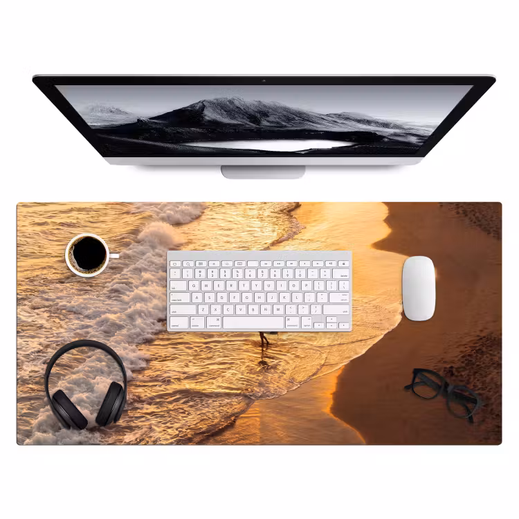 Bureau onderlegger - Surfer - Strand - Zonsondergang - Oceaan - Goud — 4