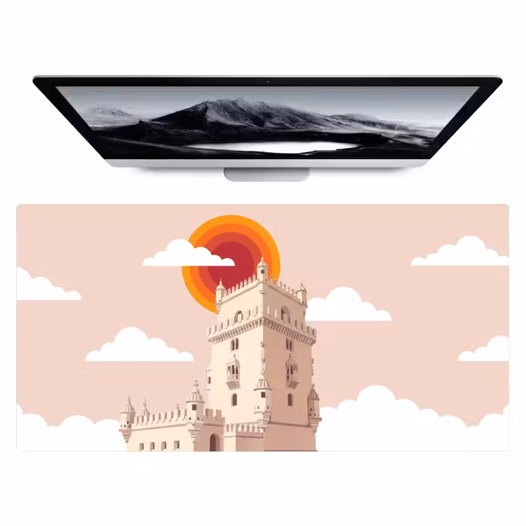 Bureau onderlegger - Toren - Rivier - Architectuur - Modern - Oranje — 1