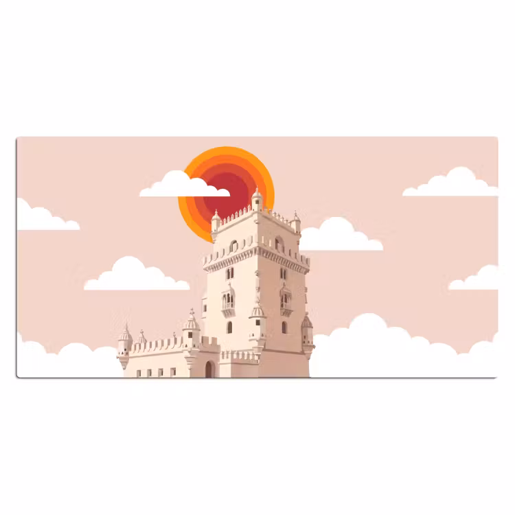 Bureau onderlegger - Toren - Rivier - Architectuur - Modern - Oranje — 2