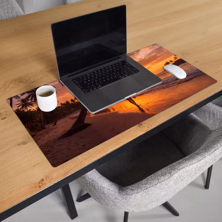Bureau onderlegger - Vrouw - Surfplank - Strand - Zonsondergang - Oranje — 3