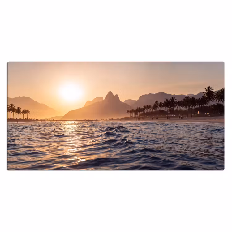 Bureau onderlegger - Zee - Golven - Zonsondergang - Kust - Goud — 2