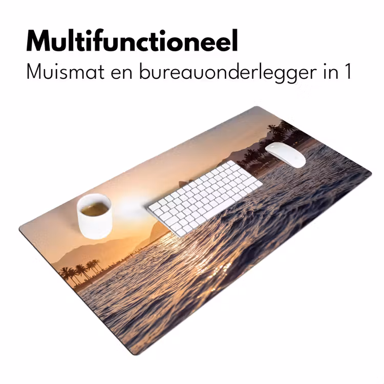 Bureau onderlegger - Zee - Golven - Zonsondergang - Kust - Goud — 7