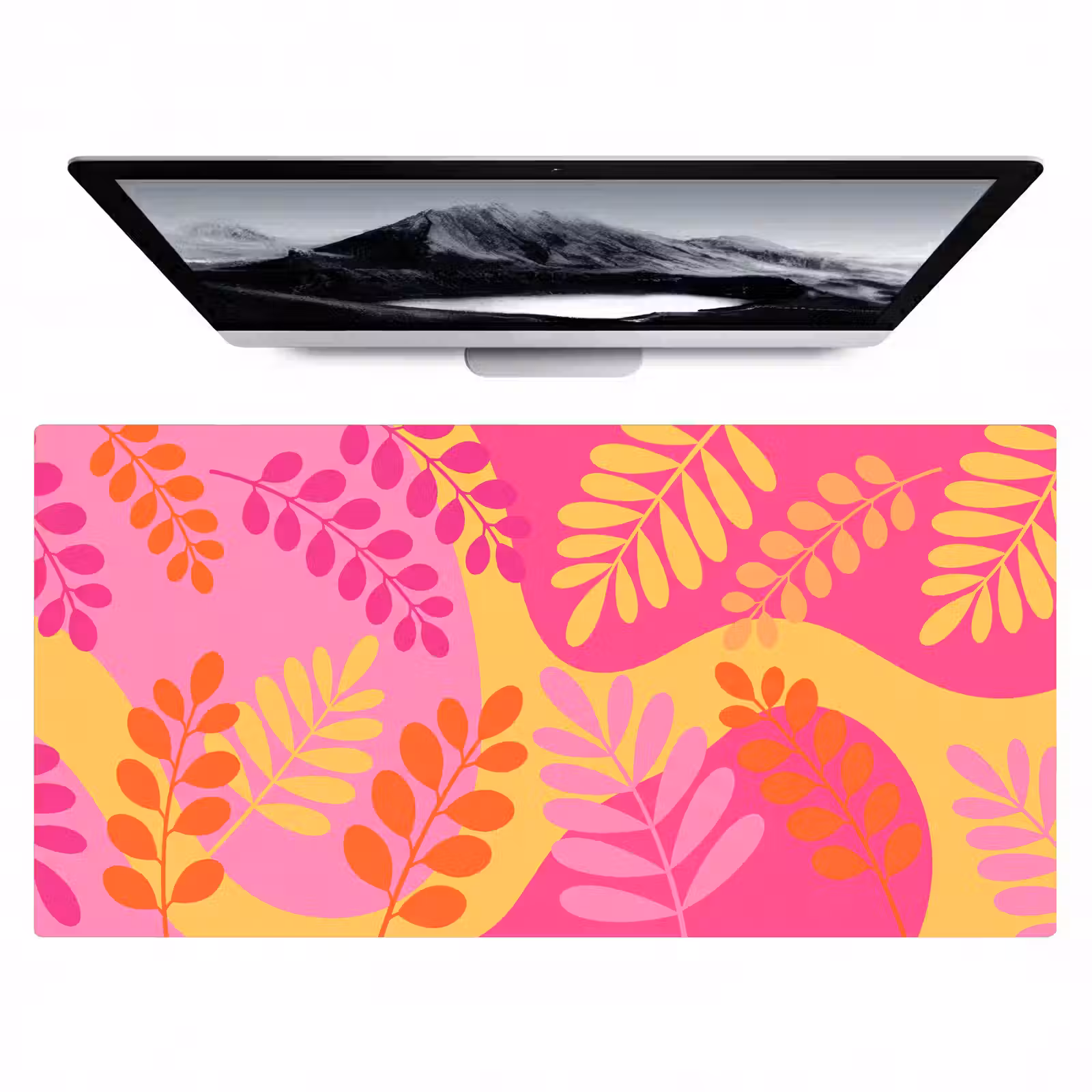 Bureau onderlegger - Natuur - Bladeren - Abstract - Roze - Geel — 1