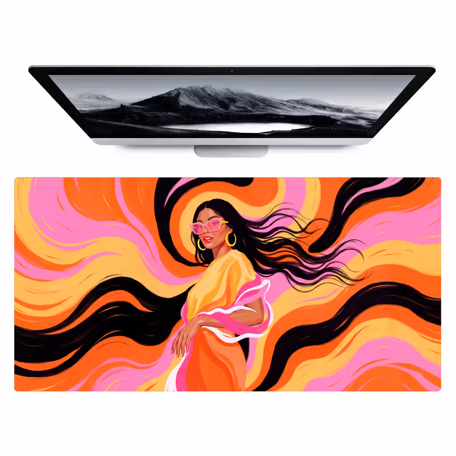 Bureau onderlegger - Vrouw - Zonnebril - Abstract - Kleurrijk — 1