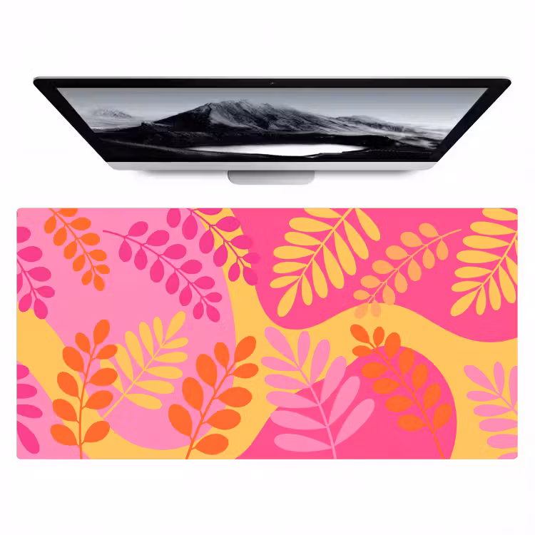 Bureau onderlegger - Natuur - Bladeren - Abstract - Roze - Geel — 1