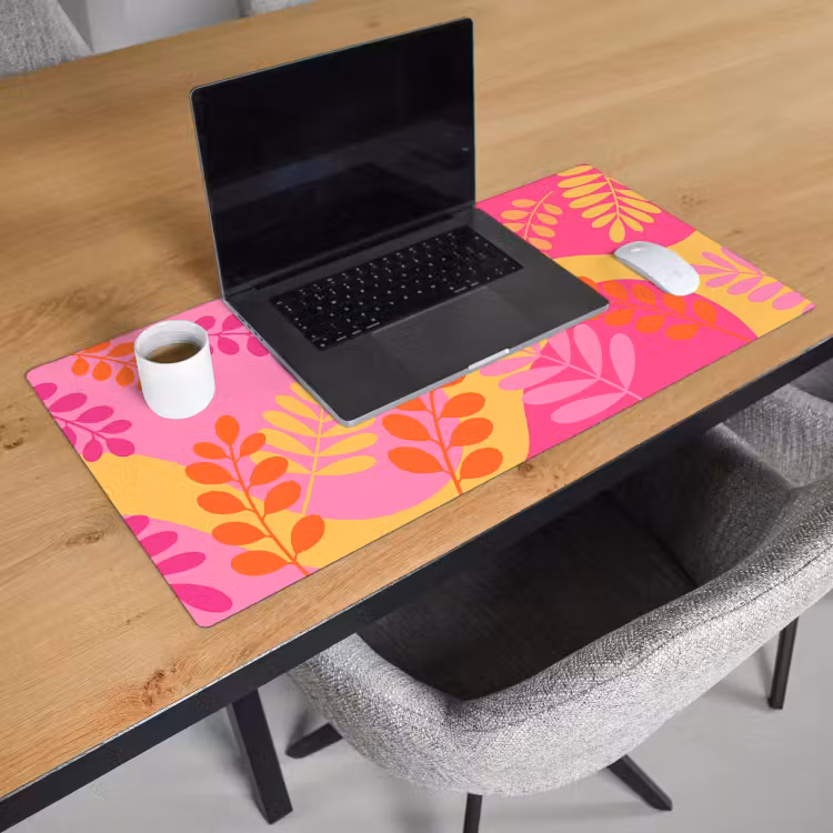 Bureau onderlegger - Natuur - Bladeren - Abstract - Roze - Geel — 3