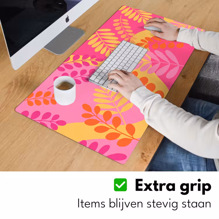 Bureau onderlegger - Natuur - Bladeren - Abstract - Roze - Geel — 6