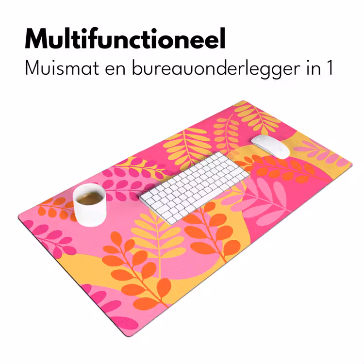 Bureau onderlegger - Natuur - Bladeren - Abstract - Roze - Geel — 7