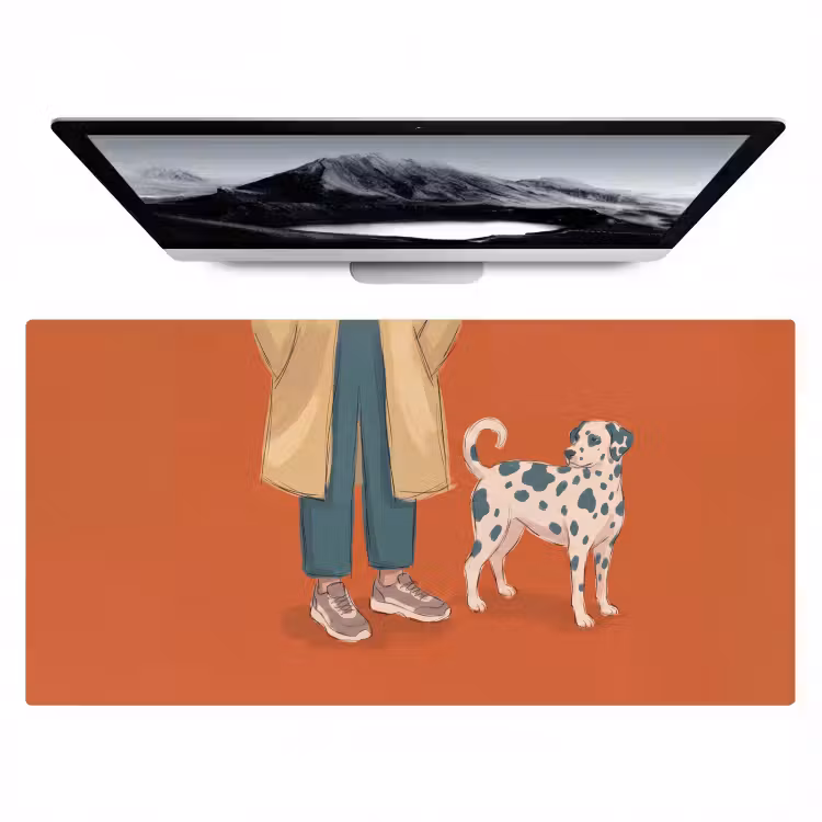 Bureau onderlegger - Persoon - Hond - Dieren - Illustratie - Modern — 1