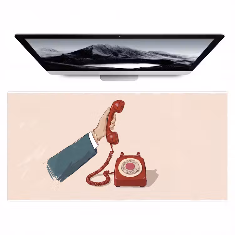 Bureau onderlegger - Telefoon - Hand - Vintage - Communicatie - Rood — 1