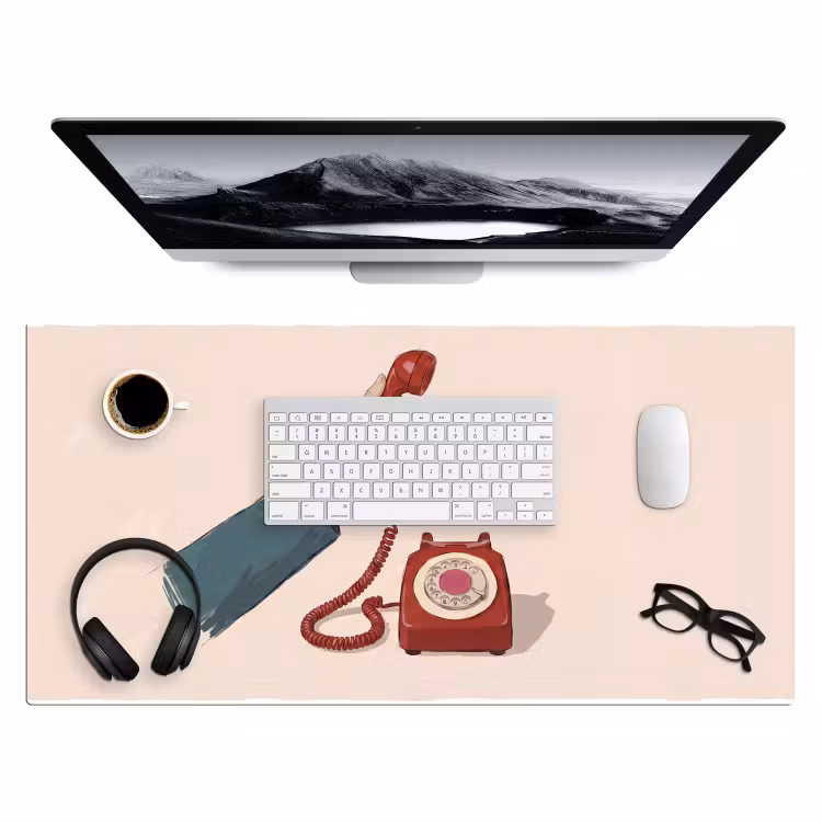 Bureau onderlegger - Telefoon - Hand - Vintage - Communicatie - Rood — 4