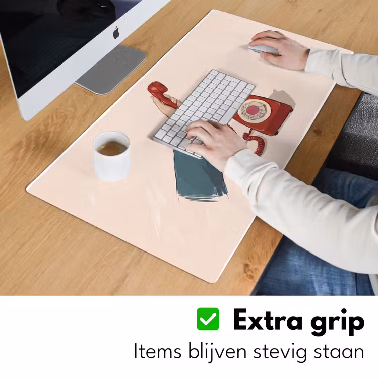 Bureau onderlegger - Telefoon - Hand - Vintage - Communicatie - Rood — 6