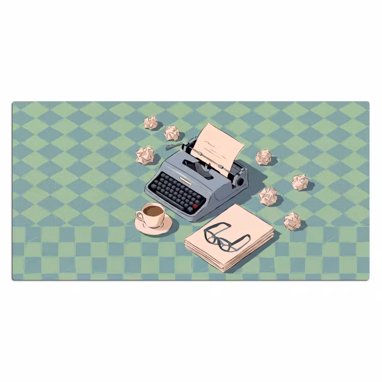 Bureau onderlegger - Typemachine - Kantoor - Vintage - Illustratie - Groen — 2