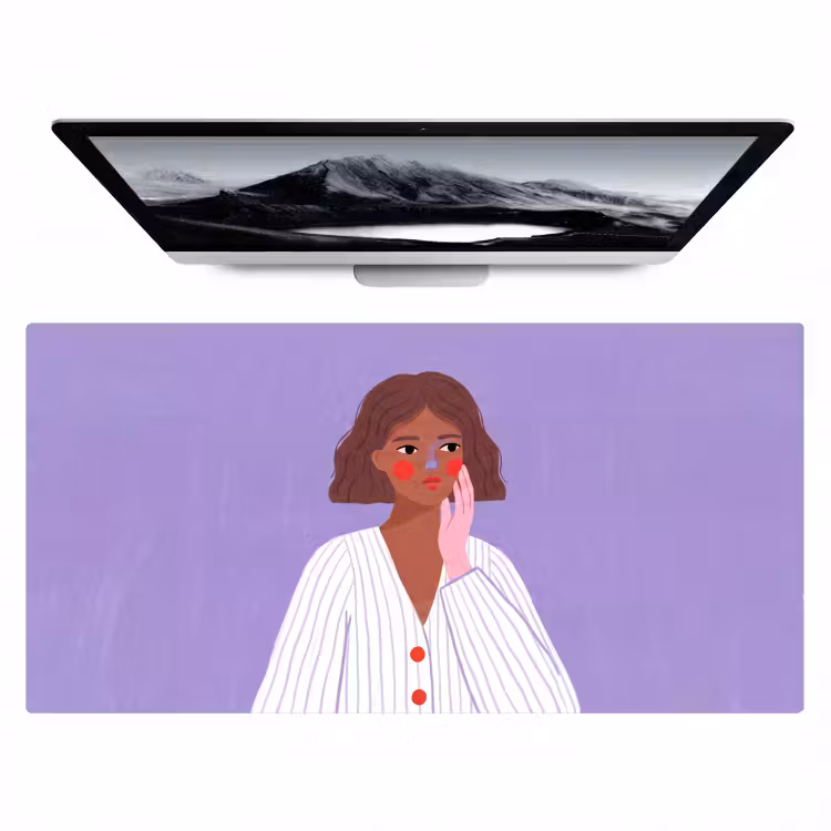 Bureau onderlegger - Vrouw - Gezicht - Mensen - Abstract - Kleurrijk — 1