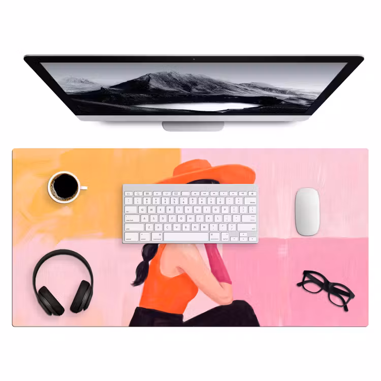 Bureau onderlegger - Vrouw - Hoed - Mode - Modern - Oranje — 4