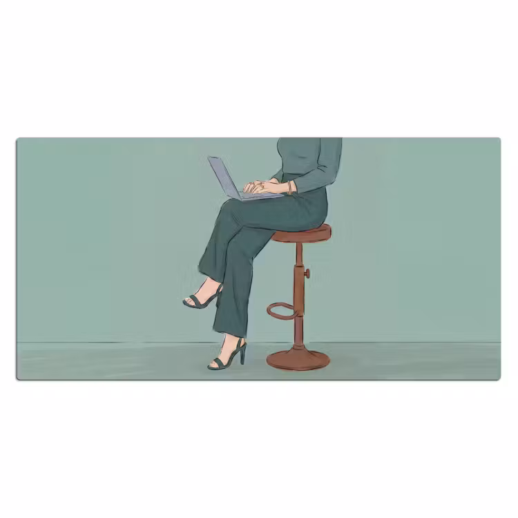 Bureau onderlegger - Vrouw - Laptop - Zittend - Illustratie - Groen — 2