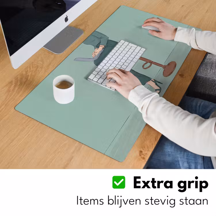 Bureau onderlegger - Vrouw - Laptop - Zittend - Illustratie - Groen — 6