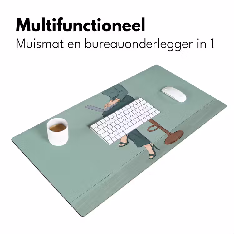 Bureau onderlegger - Vrouw - Laptop - Zittend - Illustratie - Groen — 7