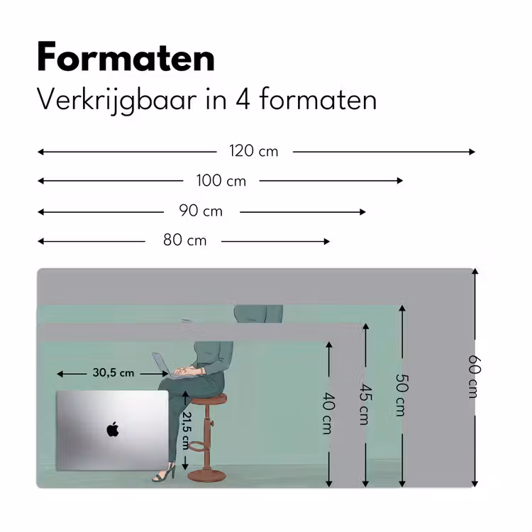 Bureau onderlegger - Vrouw - Laptop - Zittend - Illustratie - Groen — 8