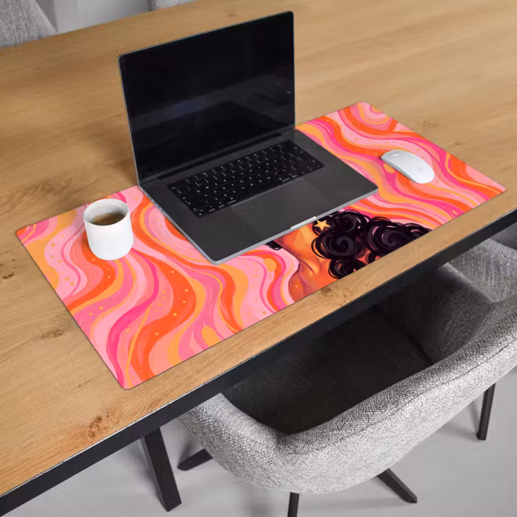 Bureau onderlegger - Vrouw - Portret - Abstract - Kleurrijk - Roze — 3
