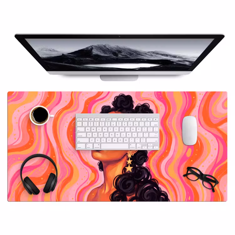 Bureau onderlegger - Vrouw - Portret - Abstract - Kleurrijk - Roze — 4