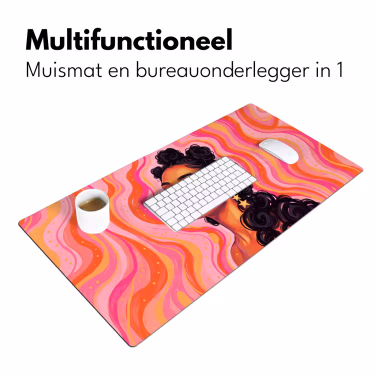Bureau onderlegger - Vrouw - Portret - Abstract - Kleurrijk - Roze — 7