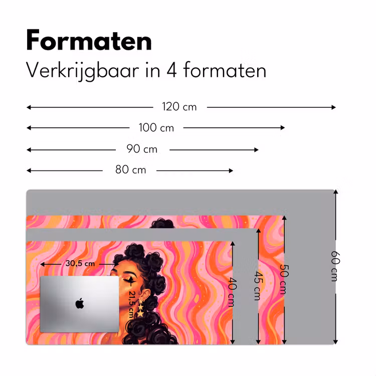 Bureau onderlegger - Vrouw - Portret - Abstract - Kleurrijk - Roze — 8