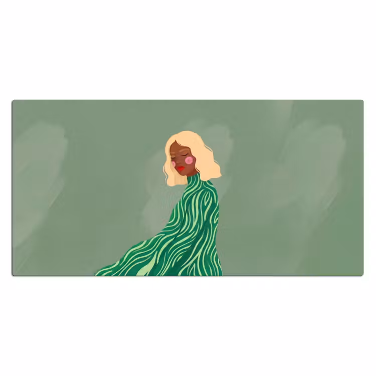 Bureau onderlegger - Vrouw - Portret - Illustratie - Modern - Groen — 2