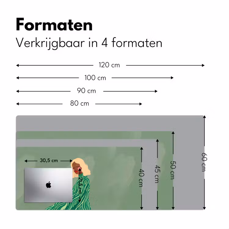 Bureau onderlegger - Vrouw - Portret - Illustratie - Modern - Groen — 8