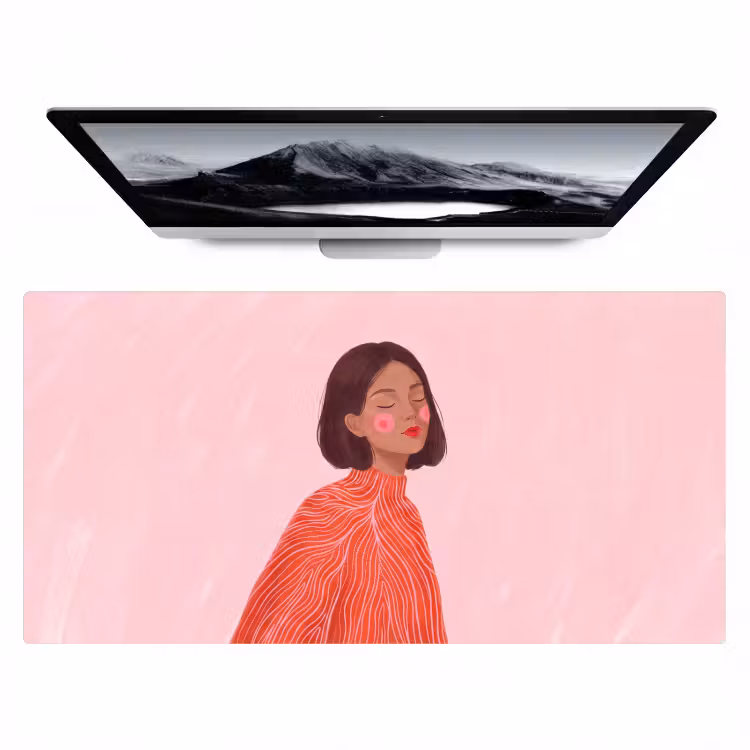 Bureau onderlegger - Vrouw - Portret - Modern - Kunst - Roze — 1