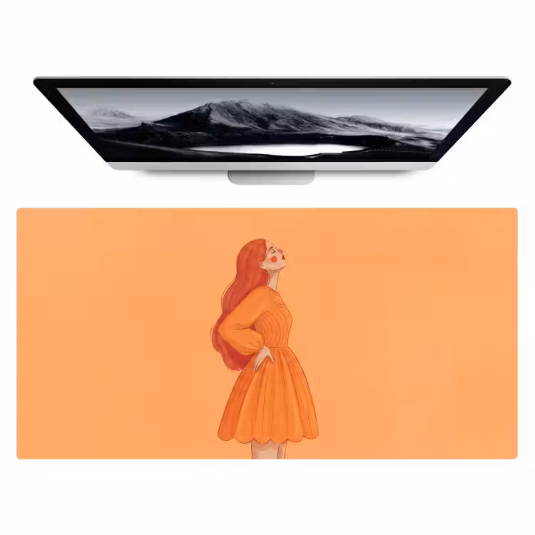 Bureau onderlegger - Vrouw - Profiel - Mensen - Modern - Oranje — 1